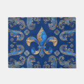 Vleur-de-lis luxeversiering - blauwe marmer deurmat (Voorkant)