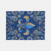 Vleur-de-lis luxeversiering - blauwe marmer fleece deken (Voorkant (Horizontaal))