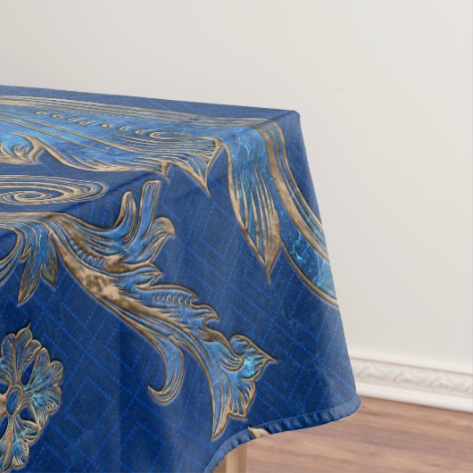 Vleur-de-lis luxeversiering - blauwe marmer tafelkleed (Voorbeeld)