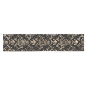 Vleur-de-lis patroon goud op zwart korte tafelloper (Horizontaal)
