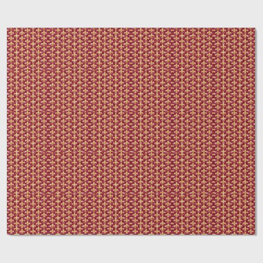 Vleur-de-Lis patroon in rood en goud Cadeaupapier (Vlak)
