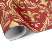 Vleur-de-lis patroon luxe rood cadeaupapier (Rol Hoek)