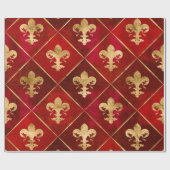 Vleur-de-lis patroon luxe rood cadeaupapier (Vlak)