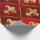 Vleur-de-lis patroon luxe rood cadeaupapier (Hoek)