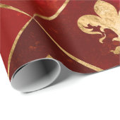 Vleur-de-lis patroon luxe rood cadeaupapier (Rol Hoek)