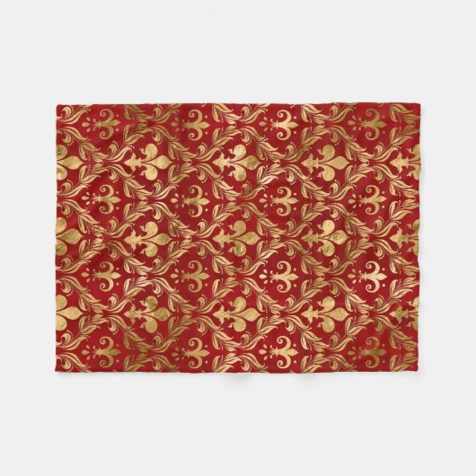 Vleur-de-lis patroon luxe rood fleece deken (Voorkant (Horizontaal))