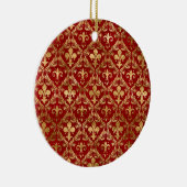 Vleur-de-lis patroon luxe rood keramisch ornament (Rechts)