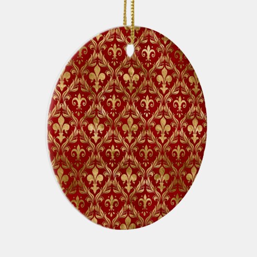 Vleur-de-lis patroon luxe rood keramisch ornament (Rechts)