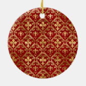 Vleur-de-lis patroon luxe rood keramisch ornament (Achterkant)