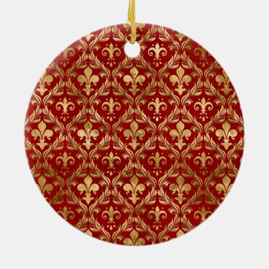 Vleur-de-lis patroon luxe rood keramisch ornament (Achterkant)