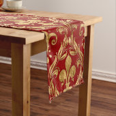 Vleur-de-lis patroon luxe rood korte tafelloper (Voorbeeld)