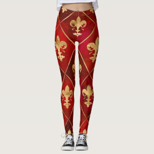 Vleur-de-lis patroon luxe rood leggings
