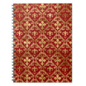 Vleur-de-lis patroon luxe rood notitieboek (Voorkant)
