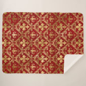 Vleur-de-lis patroon luxe rood sherpa deken (Voorkant (horizontaal))