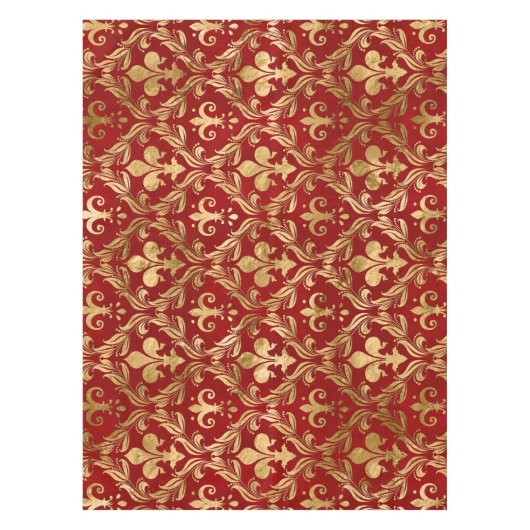 Vleur-de-lis patroon luxe rood tafelkleed (Voorkant)