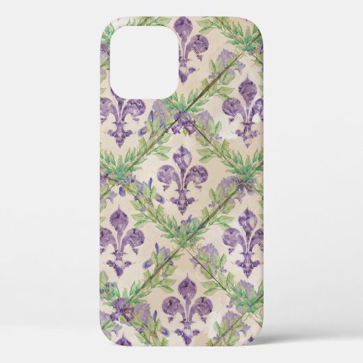 Vleur-de-lis-patroon - waterverf Iris Case-Mate iPhone Case (Achterkant)