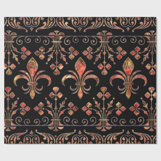 Vleur-de-lis-siermarmer Cadeaupapier (Vlak)