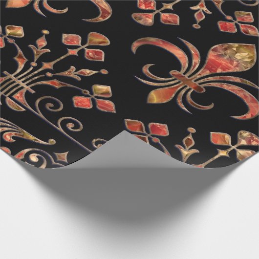 Vleur-de-lis-siermarmer Cadeaupapier (Hoek)