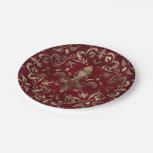 Vleur-de-lis-sierrood en goud papieren bordje (Gekanteld)