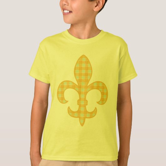 Vleur de lis Yellow Gingham kinder t-shirt (Voorkant)