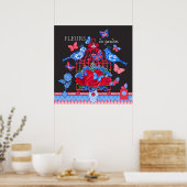 Vleur Porcelain Birds and Birdcage Poster (Keuken)