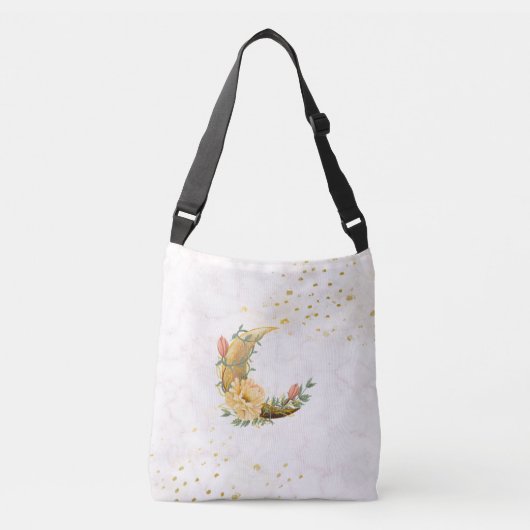 Vliedende Dageraad Bloemige Halve Maan Crossbody Tas (Voorkant)