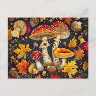 Vlieg Agaric paddenstoelen onder volle maanlicht Briefkaart