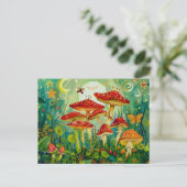 Vlieg Agaric paddenstoelen onder volle maanlicht Briefkaart (Staand voorkant)