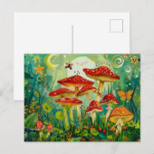 Vlieg Agaric paddenstoelen onder volle maanlicht Briefkaart (Voorkant / Achterkant)