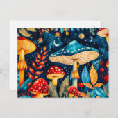 Vlieg Agaric paddenstoelen onder volle maanlicht Briefkaart (Voorkant / Achterkant)