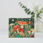 Vlieg Agaric paddenstoelen onder volle maanlicht Briefkaart (Staand voorkant)