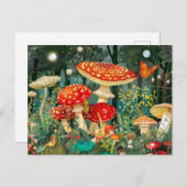 Vlieg Agaric paddenstoelen onder volle maanlicht Briefkaart (Voorkant / Achterkant)