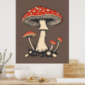  vlieg Agaric paddenstoelen op de achtergrond Poster (Keuken)