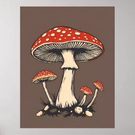  vlieg Agaric paddenstoelen op de achtergrond Poster