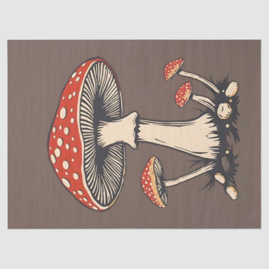  vlieg Agaric paddenstoelen op de achtergrond Tissuepapier (Voorkant)