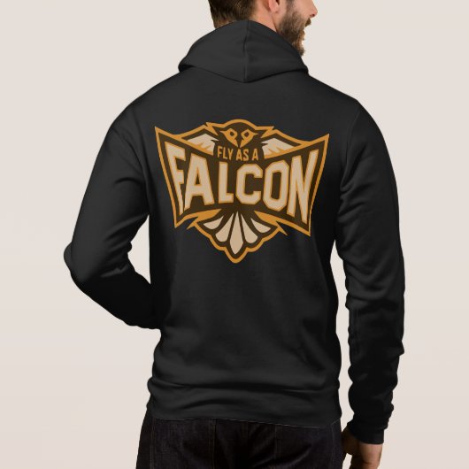 Vlieg als een valk sepia hoodie (Achterkant)