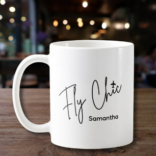 Vlieg Chic Typografie & Vliegtuig Luchtvaart Eenvo Koffiemok