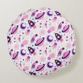 Vlieg de ruimte in! rond kussen (Achterkant)