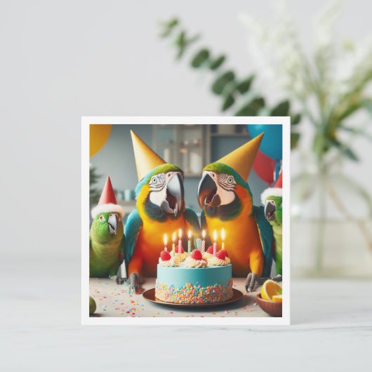 Vlieg door! Papegaai verjaardag, vogel verjaardag Kaart (Staand voorkant)