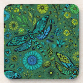 Vlieg een libel op smaragdgroen bier onderzetter (Voorkant)