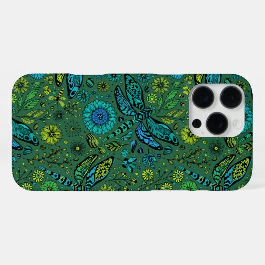 Vlieg een libel op smaragdgroen iPhone hoesje (Achterkant horizontaal)