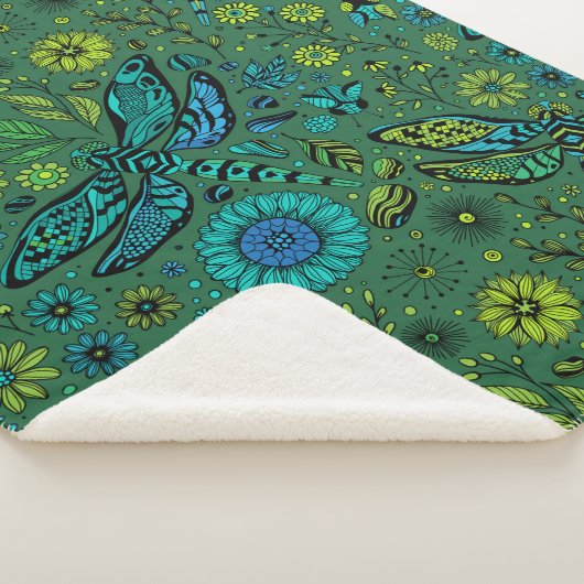 Vlieg een libel op smaragdgroen sherpa deken (3/4)