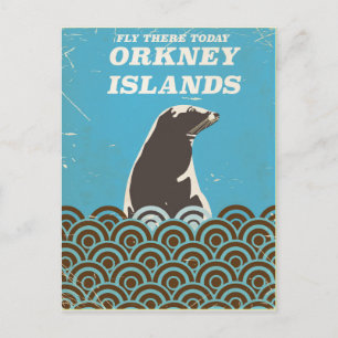 Vlieg er vandaag heen Orkney-eilanden vintage post Briefkaart
