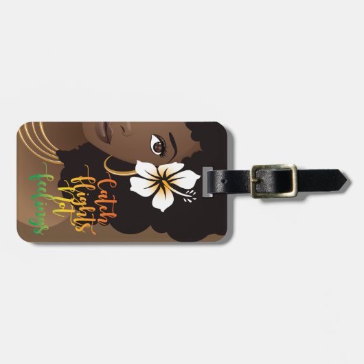 Vlieg geen vleugels, zwarte vrouw, bruin bagagelabel (Voorkant horizontaal)