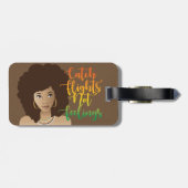 Vlieg geen vleugels, zwarte vrouw, bruin bagagelabel (Achterkant horizontaal)