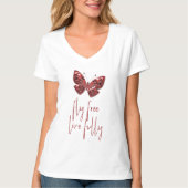 Vlieg gratis, leef volledig - Red Butterfly T-shirt (Voorkant)
