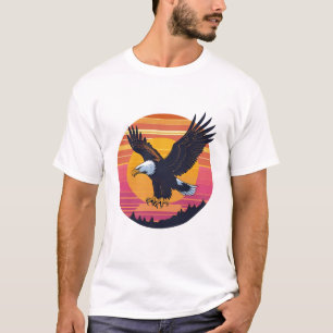 Vlieg hoog vrij van de zon - Retro Eagle Sunset Gr T-shirt