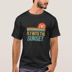 Vlieg in de Sunset Drone Pilot Kleur FPV Drone Mo T-shirt