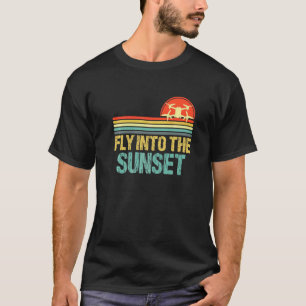 Vlieg In De Zonsondergang Dronepiloot Kleur Fpv Dr T-shirt