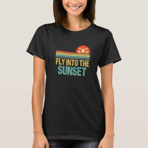 Vlieg In De Zonsondergang Dronepiloot Kleur Fpv Dr T-shirt